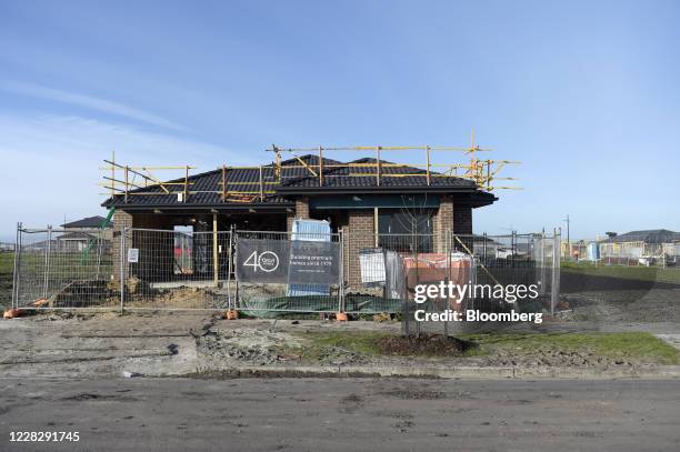 Residential property stands under construction at a housing development in Melbourne, Australia, on Tuesday, Sept. 1, 2020. Australian house...