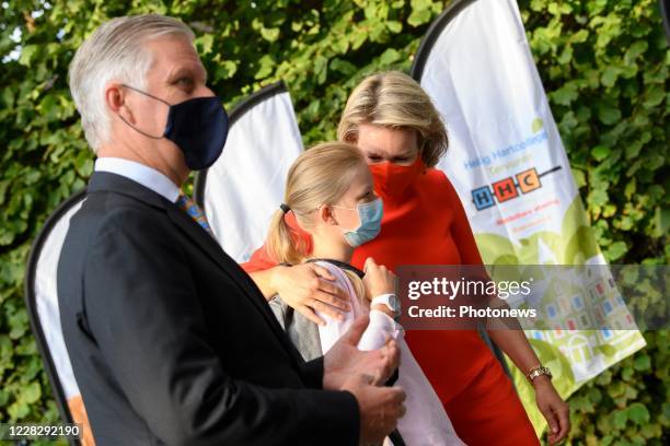King Philippe and Queen Mathilde accompany Princess Eleonore on her return to school on Tuesday 1 September. September 01, 2020 in Wezembeek-Oppem,...