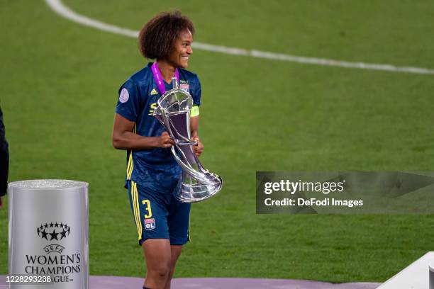 Wendie Renard of Olympique Lyon smiles after the victory of her team during the UEFA Women's Champions League Final between VfL Wolfsburg Women's and...