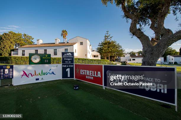 General view of the 1st hole prior to the Estrella Damm N. A. Andalucia Masters golf tournament at Real Club Valderrama on September 1, 2020 in...