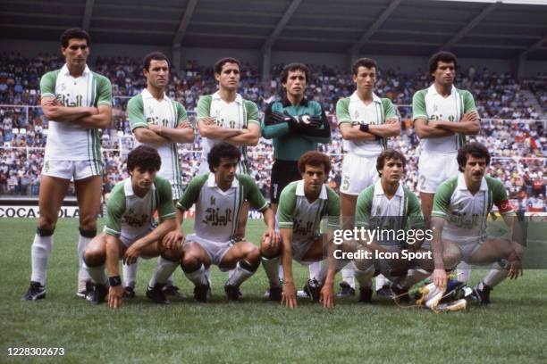 Team Algeria line up during the World Cup match between Algeria and Chile, at Estadio Carlos Tartiere, Oviedo on 24th June 1982 Noureddine Kourichi,...