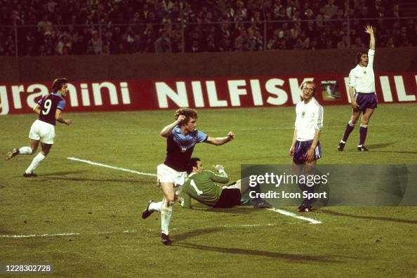 Patsy West Ham Pat Holland of West Ham celebrate his goal during the European Cup ...
