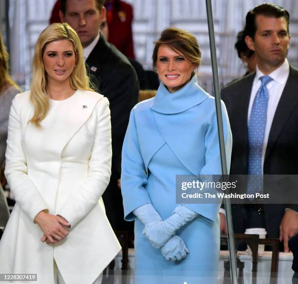 Ivanka Trump, left, with first lady Melania Trump in the front row with Eric, left, and Donald Trump Jr. In the back row. They are in the...