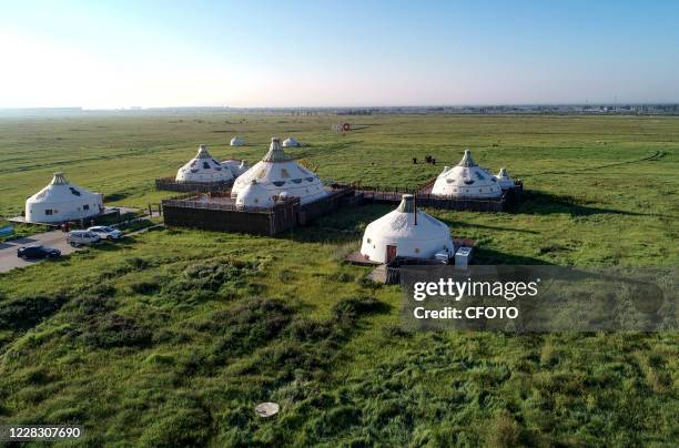 The scenery of chilechuan National Grassland Natural Park. Hohhot, Inner Mongolia, China, September 2, 2020. -
