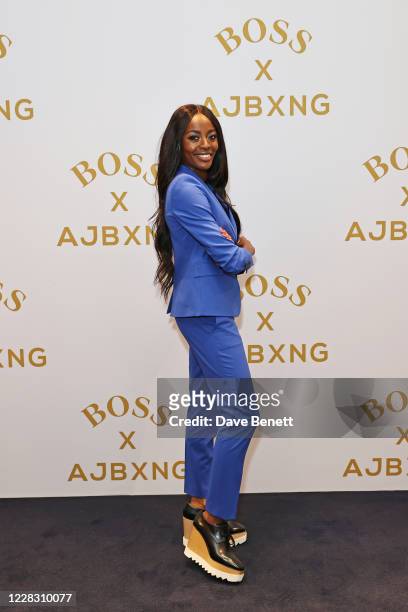 Odudu attends the BOSS capsule collection photocall with Anthony Joshua at Hugo Boss Regent Street on September 2, 2020 in London, England.