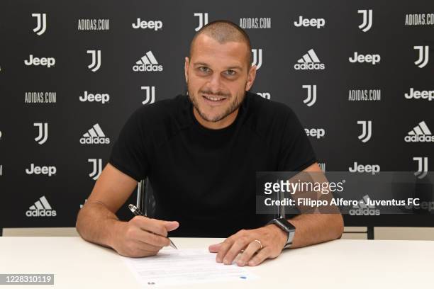 Juventus U23 Unveils New Signing Andrea Brighenti at Juventus Center Vinovo on September 2, 2020 in Vinovo, Italy.