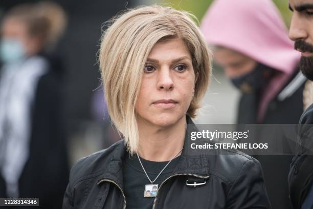 Tima Kurdi, aunt of the Syrian refugee Alan Kurdi whose body was washed up on a Turkish beach five years ago, is seen during a memorial service in...