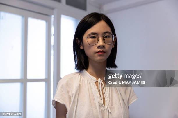 This photo taken on August 23, 2020 shows Xixi, a 23-year-old Chinese LGBT activist who uses a pseudonym and who is suing a Chinese publisher for...