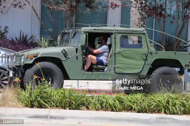 Arnold Schwarzenegger out for a drive in his Hummer on September 1, 2020 in Los Angeles, California.