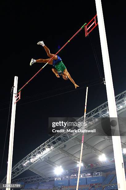 Fabio Gomes da Silva of Brazil competes in the men's pole vault final during day three of the 13th IAAF World Athletics Championships at the Daegu...