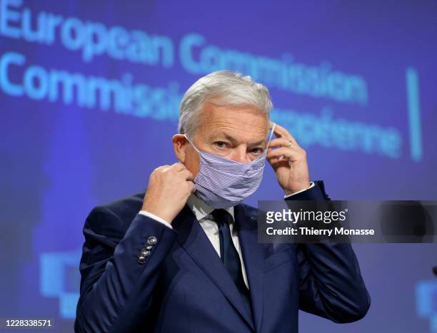 Commissioner for Justice Didier Reynders is talking to media about a proposal for more clarity and predictability of any measures restricting free...