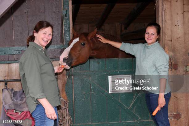 Bettina Mittendorfer and Judith Peres during a photo call for the ARD series "Watzmann ermittelt" on September 4, 2020 at Reitsportanlage Otterfing...