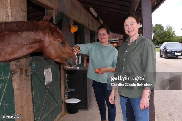 Judith Peres and Bettina Mittendorfer during a photo call for the ARD series "Watzmann ermittelt" on September 4, 2020 at Reitsportanlage Otterfing...