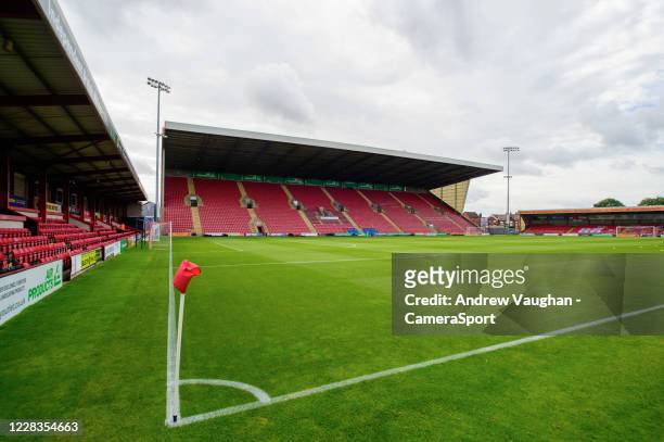 General view of Alexandra Stadium, home of Crewe Alexandra prior to the EFL Cup match between Crewe Alexandra and Lincoln City at The Alexandra...