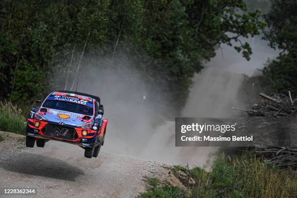 Craig Breen of Ireland and Paul Nagle of Great Britain compete in their Hyundai Shell Mobis WRT Hyundai i20 Coupe WRC during Day Two of the FIA World...