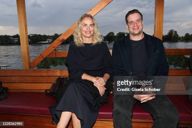 Nina Hoss and Dominik Elsner, son of Hannelore Elsner attend the Hannelore-Elsner-Award during the Fuenf Seen Film Festival at Seebad Starnberg on...