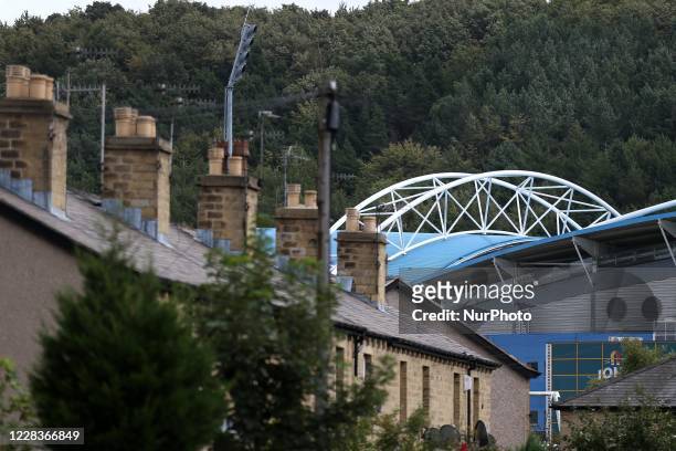 Exterior General View of the John Smiths Stadium prior to the Carabao Cup 1st round match between Huddersfield Town and Rochdale at the John Smith's...