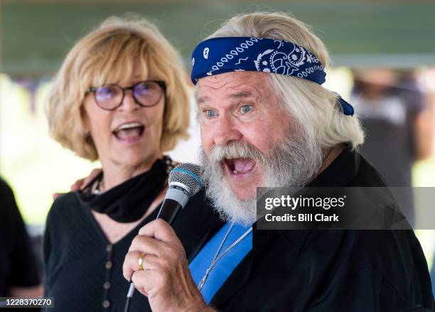 Former Rep. Ben Cooter Jones and his wife Alama Viator perform with Cooters Garage Band during his birthday celebration at Cooters Place in Luray,...