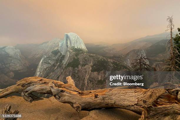 Best quality available. Image was created with a smartphone.) Smoke from the Creek Fire settles over Glacier Point in Yosemite National Park,...