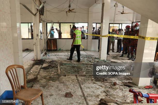 View of the havoc inside Baitus Salat Jame Mosque in Narayanganj after several Air Conditioners exploded after Esha prayers on September 4, 2020....