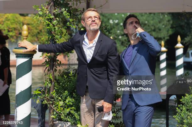 Lambert Wilson, Pedro Alonso are seen arriving at the Excelsior during the 77th Venice Film Festival on September 06, 2020 in Venice, Italy.