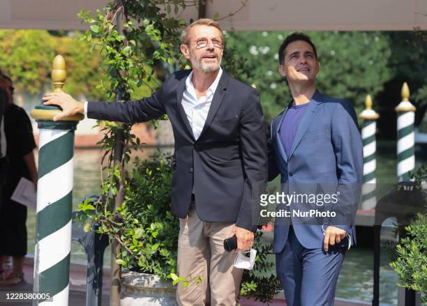 Lambert Wilson, Pedro Alonso are seen arriving at the Excelsior during the 77th Venice Film Festival on September 06, 2020 in Venice, Italy.