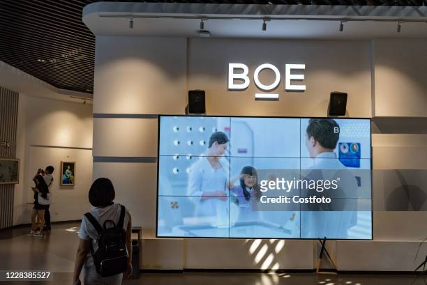 Visitor looks at the BOE smart screen at the home appliance Museum. Hefei, Anhui Province, China, September 5, 2020.-
