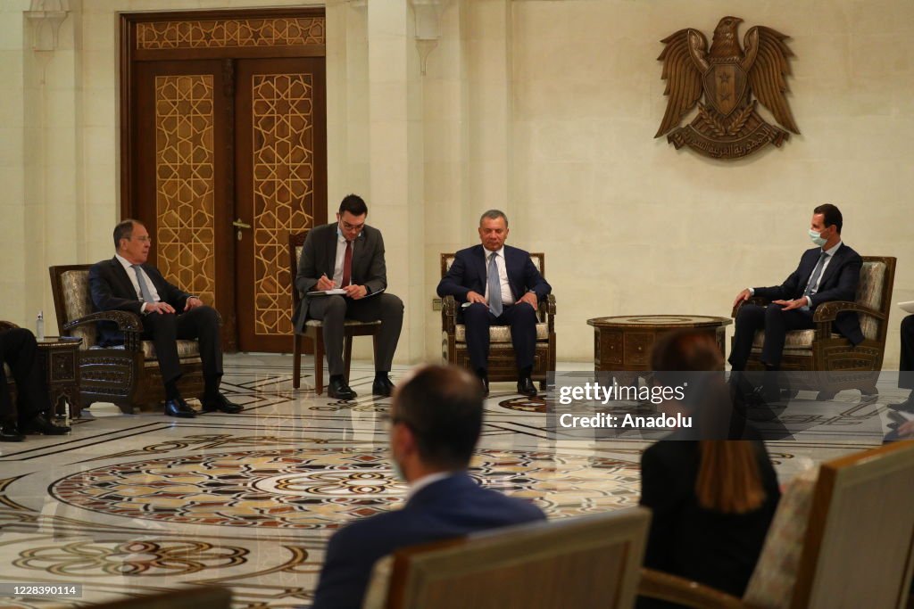 Russia's FM Sergei Lavrov meets Bashar al-Assad in Syria