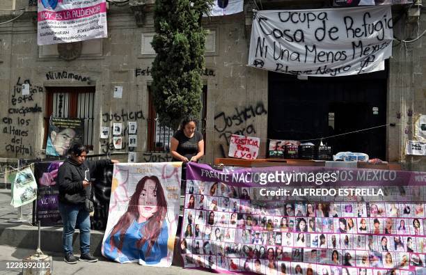 Some of the activists of different groups of relatives of missing and murdered people, who are occupying the headquarters of the National Human...