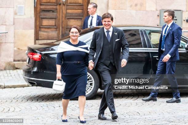 Sweden's speaker of the parliament Andreas Norlen and wife Helena Norlan attend a church service at Stockholm Cathedral in connection with the...