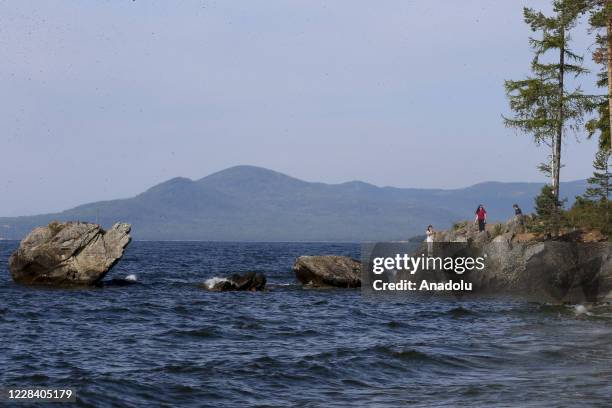 View of Lake Baikal, which is known as the deepest lake in the world, located in the south-east of Siberia between Irkutsk Oblast and the Buryat...