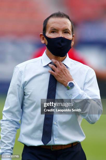 Jose Guadalupe Cruz coach of Necaxa looks on after the 9th round match between Atletico San Luis and Necaxa as part of the Torneo Guard1anes 2020...