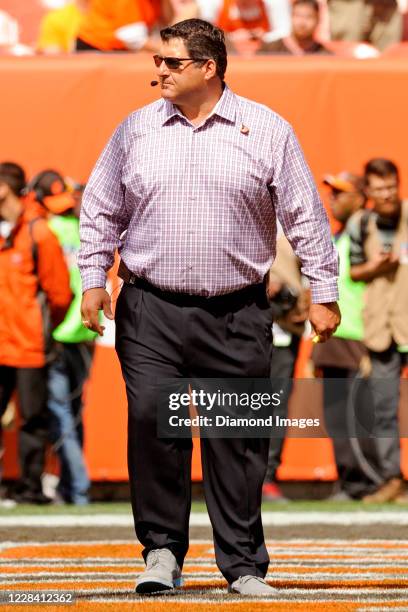 Fox Sports analyst Tony Siragusa on the field prior to a game between the New Orleans Saints and Cleveland Browns at FirstEnergy Stadium on September...