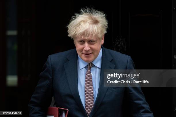 British Prime Minister, Boris Johnson, leaves 10 Downing Street to attend Prime Ministers Questions at the Houses of Parliament on September 9, 2020...