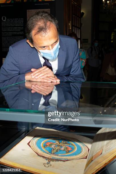 The Minister of Science and Innovation, Pedro Duque, attends the opening of the exhibition 'The beauty of the Cosmos: Astronomicum Caesareum' at the...