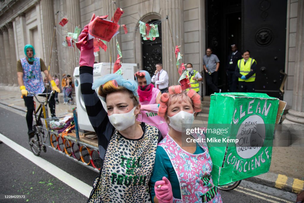 Extinction Rebellion Dirty Money Washing Service In The City Of London