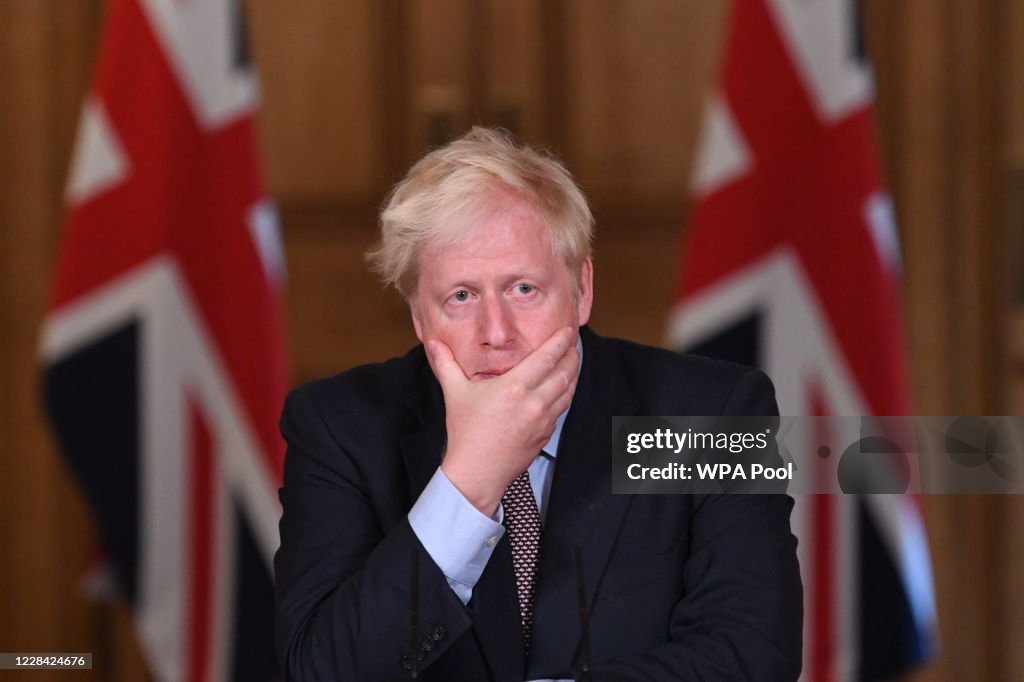 Boris Johnson Holds Coronavirus Press Conference Announcing Socialising Restrictions