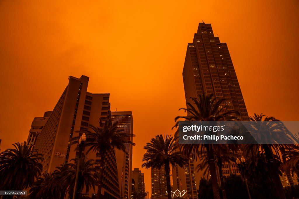 Wildfires Envelop San Francisco Bay Area In Dark Orange Haze