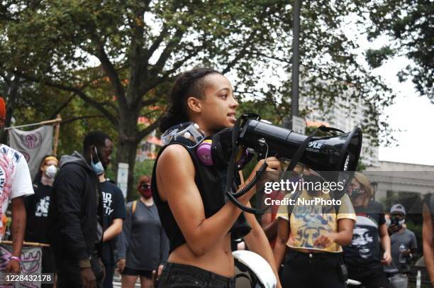 Camp Organizers give emotional speeches at a press conference for the 9 a.m. Deadline to leave demanded by the city, declaring their intent to stay...