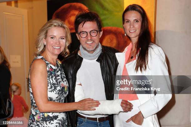 Carola Ferstl, Tobey Wilson and Katrin Wrobel during the "HOPE by Annabelle Mandeng" exhibition opening at Hotel de Rome on September 10, 2020 in...