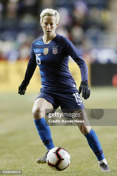 Photo taken in Chester, Pennsylvania, on Feb. 27 shows Megan Rapinoe of the United States during the SheBelieves Cup women's international football...