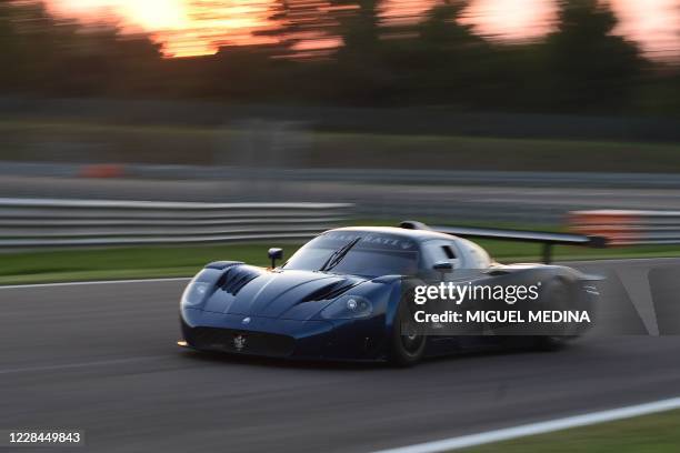 Maserati MC12 racing car is pictured on September 9, 2020 at the Modena racetrack.