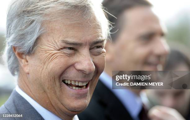 Vincent Bolloré, PDG du groupe Bolloré assiste, le 17 janvier 2011 à Ergué-Gabéric, à la cérémonie de la pose de la première pierre de l'usine de...