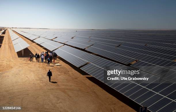 Visitors of the Benban Solar Park on February 07, 2020 in Benban, Egypt.