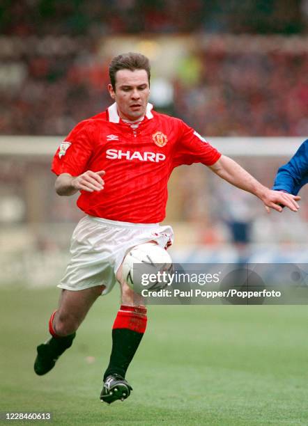 Brian McClair of Manchester United in action during the FA Cup Semi Final between Manchester United and Oldham Athletic at Wembley Stadium on April...