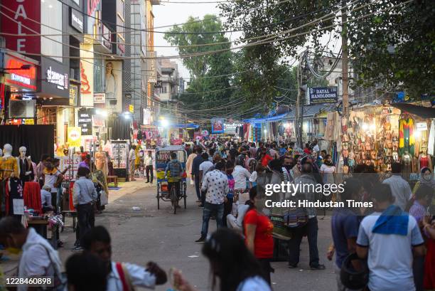 Rush seen at lajpat nagar market on September 10, 2020 in New Delhi, India. (Photo by Amal KS/Hindustan Times via Getty Images