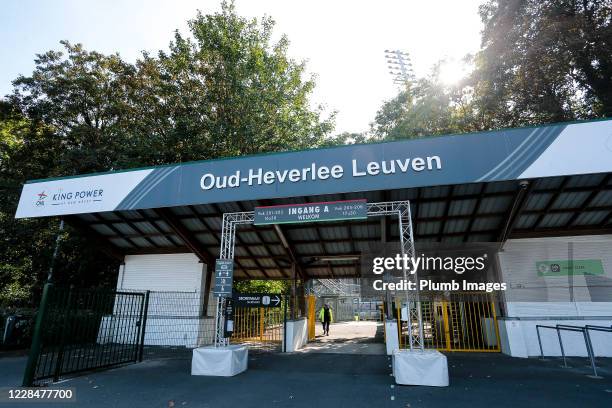 Ingang A ahead of the Jupiler Pro League match between OH Leuven and Standard Liege at the King Power at den dreef Stadion on September 12, 2020 in...