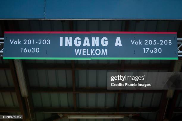 Ingang A ahead of the Jupiler Pro League match between OH Leuven and Standard Liege at the King Power at den dreef Stadion on September 12, 2020 in...