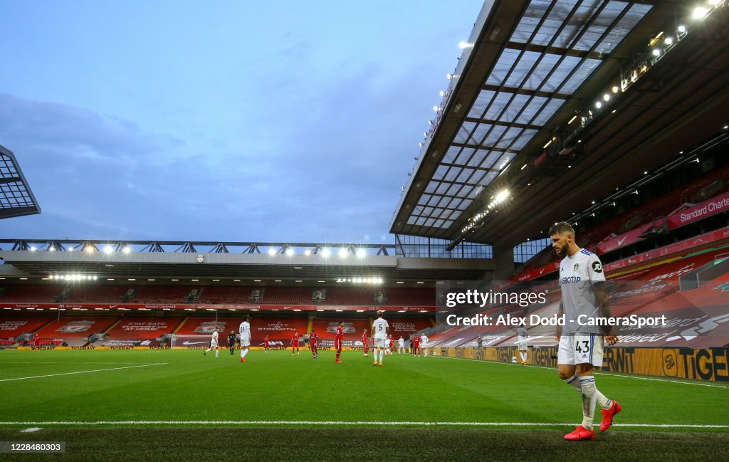 Leeds United's Mateusz Klich leaves the field during the Premier ...