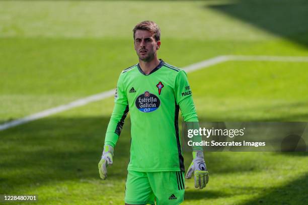 Ivan Villar of Celta de Vigo during the La Liga Santander match between Eibar v Celta de Vigo at the Estadio Municipal de Ipurua on September 12,...